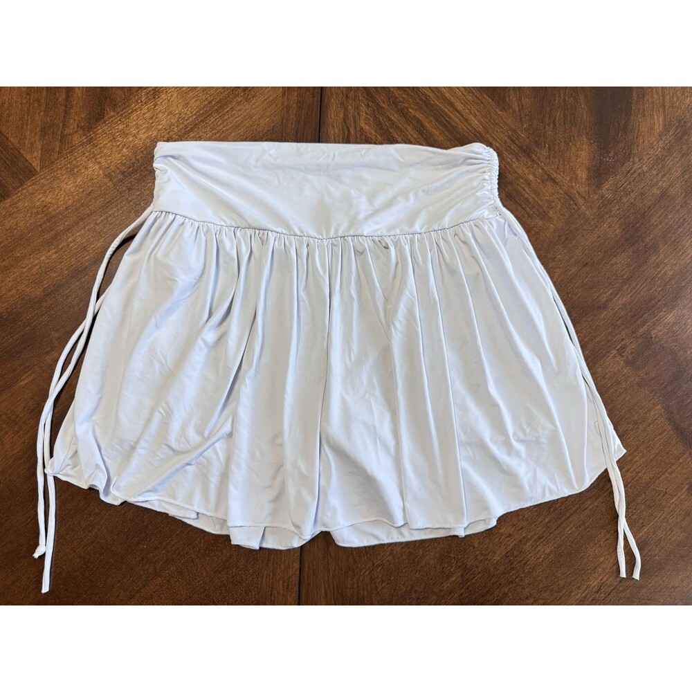 Attraco High Waisted Tennis Skirt With Built In Brief, White Size Large